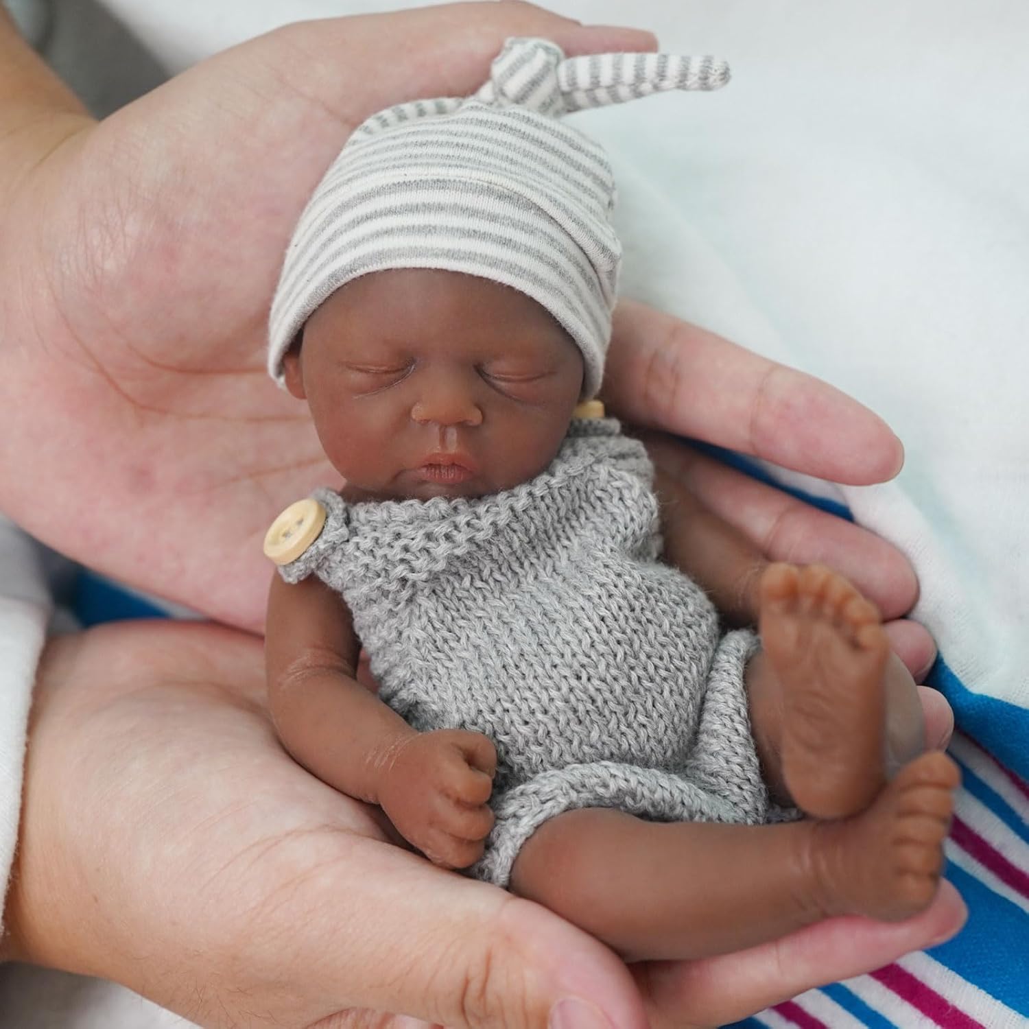 Reborn Baby Doll Silicone Realistic - Reborn Babypuppen 7 Zoll Vollsilikonkörper Schwarze