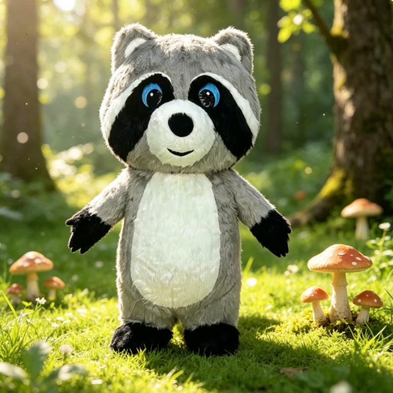 Dolls - Graues Plüsch-Aufblasbares Waschbär-Maskottchen-Kostüm für Halloween, Weihnachten,