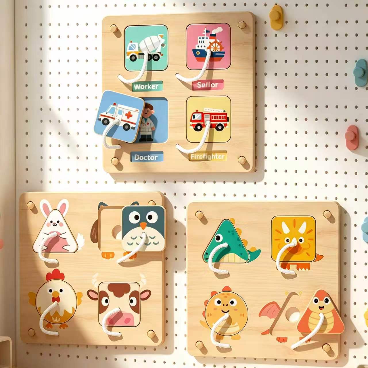 Montessori Wooden Busy Board Toddler - Montessori Holz-Beschäftigungsbrett DIY-Zubehör Sensorische Aktivität Kognitives
