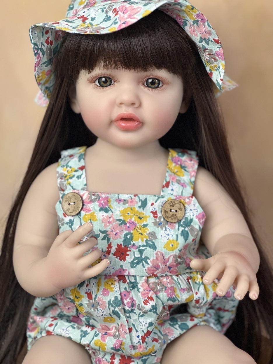 Reborn Baby Doll Silicone Realistic - 22 Zoll kuscheliges Ganzkörper-Silikon-Vinyl-Bebe-Reborn-Mädchen mit langen