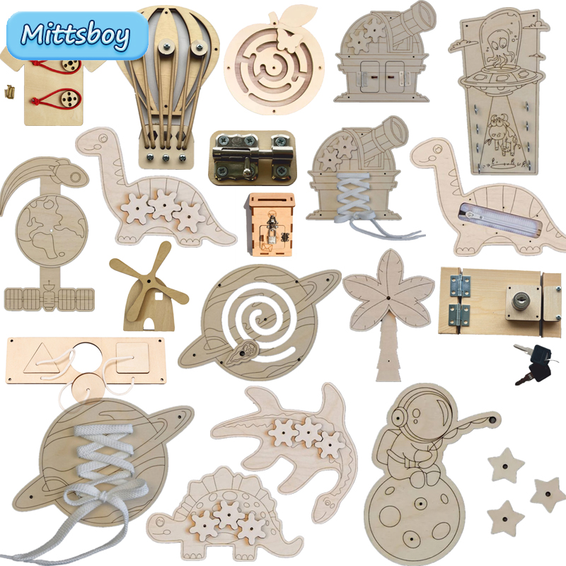 Montessori Wooden Busy Board Toddler - Montessori Beschäftigt Bord Zubehör Holz Spielzeug