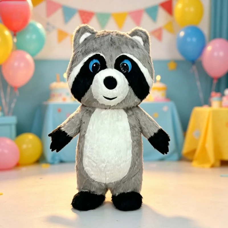 Dolls - Graues Plüsch-Aufblasbares Waschbär-Maskottchen-Kostüm für Halloween, Weihnachten,